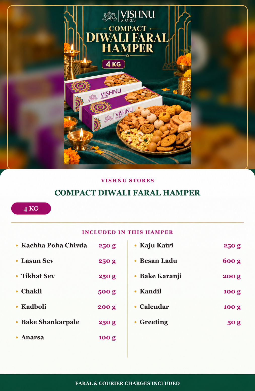 Compact Diwali Faral Hamper, 4 kilograms
