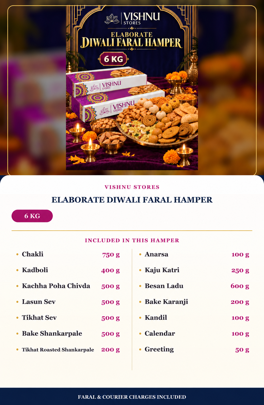 Elaborate Diwali Faral Hamper, 6 kilograms